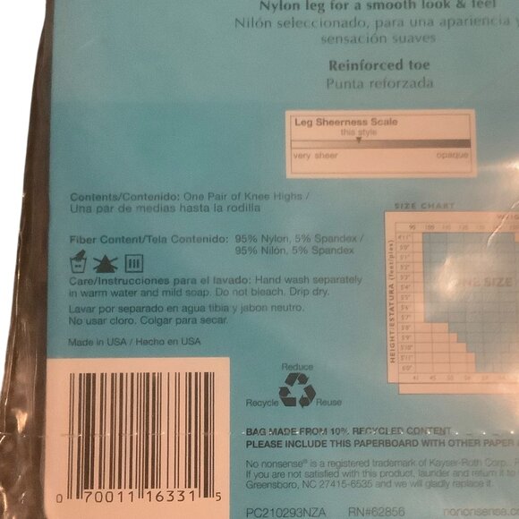 Vtg No Nonsense Essential Basics Knee Highs Reinforced Toe Suntan Q Lot of 2 NEW - Picture 4 of 6